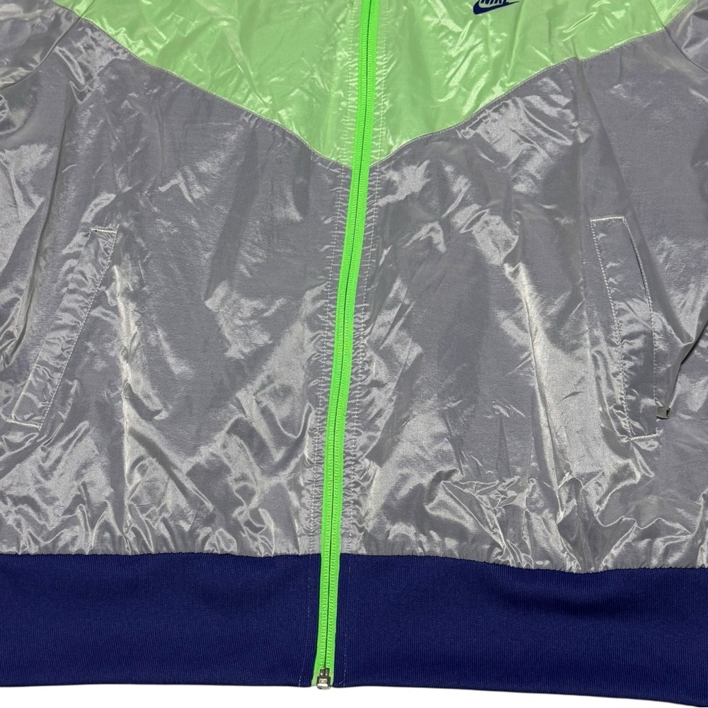 Nike Lime Green and Silver Hooded Jacket windbreaker Y2K XL - Picture 4 of 13